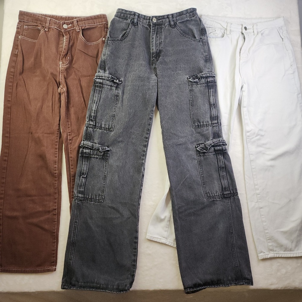 Womens Baggy High Rise Jeans Lot of 3 26 27 Waist Grunge Streetwear Gorpcore
